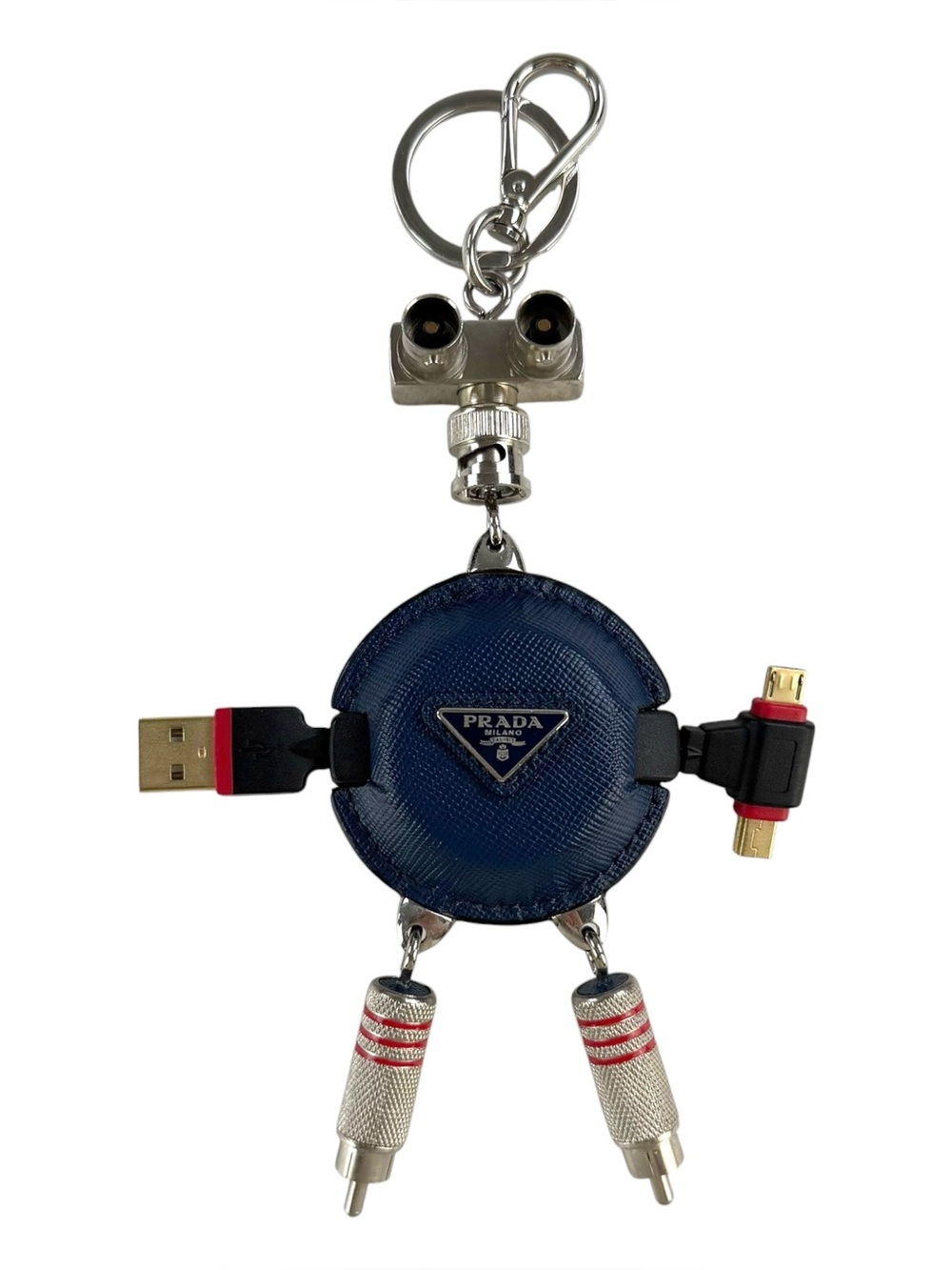 Prada Saffiano Robot USB Bag Charm Keychain "Steven"